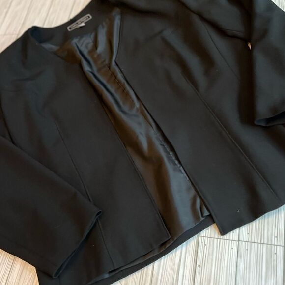 Halston Blazer Size 14 Black Open Minimalist Work - Picture 8 of 8